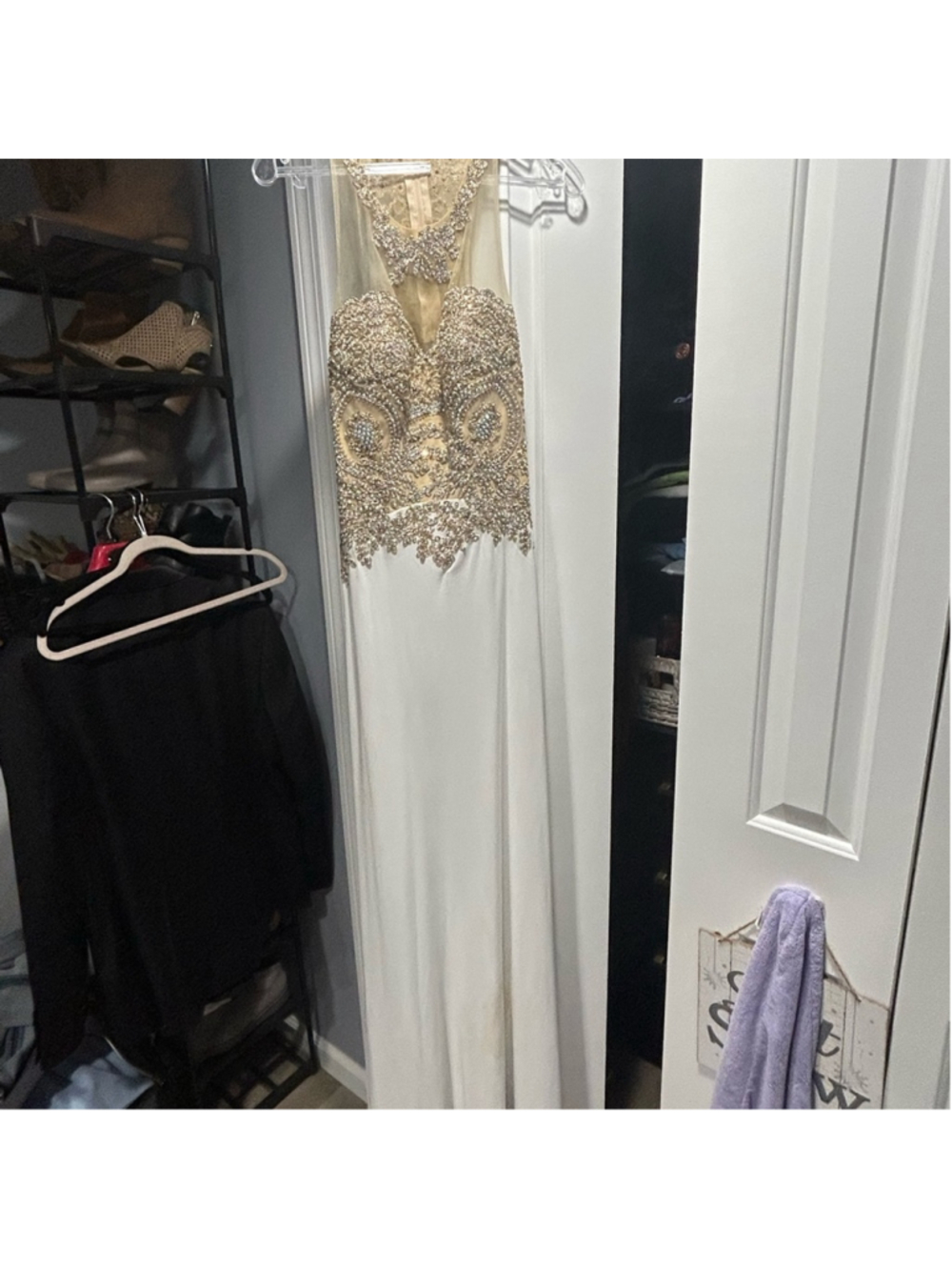 Elegant Gold and Cream Prom Dress